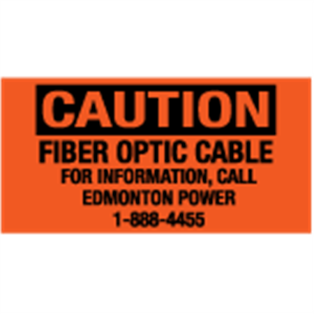 Caution Fiber Optic Cable - Cable Marker w/Adhesive